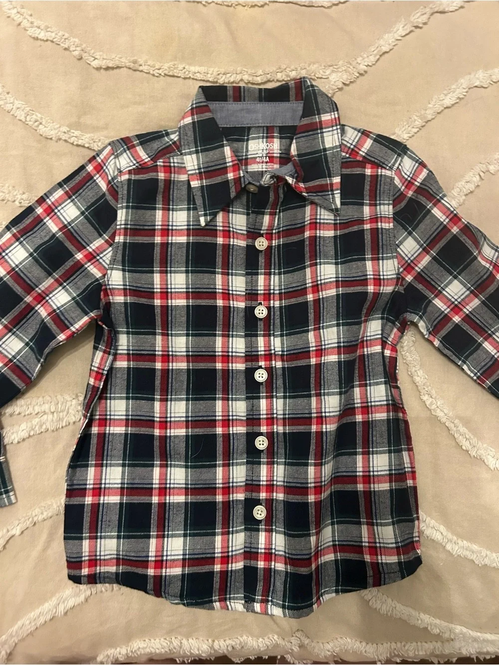 OshKosh B'gosh Red, Navy & White Plaid Button-Down Shirt